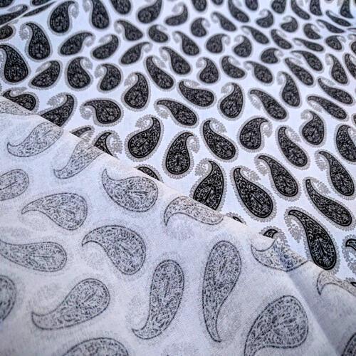 Black White Paisley Print Fabric 100% Cotton By Yard 44" wide Bandana Paisley Print Fabric Quilters Cotton