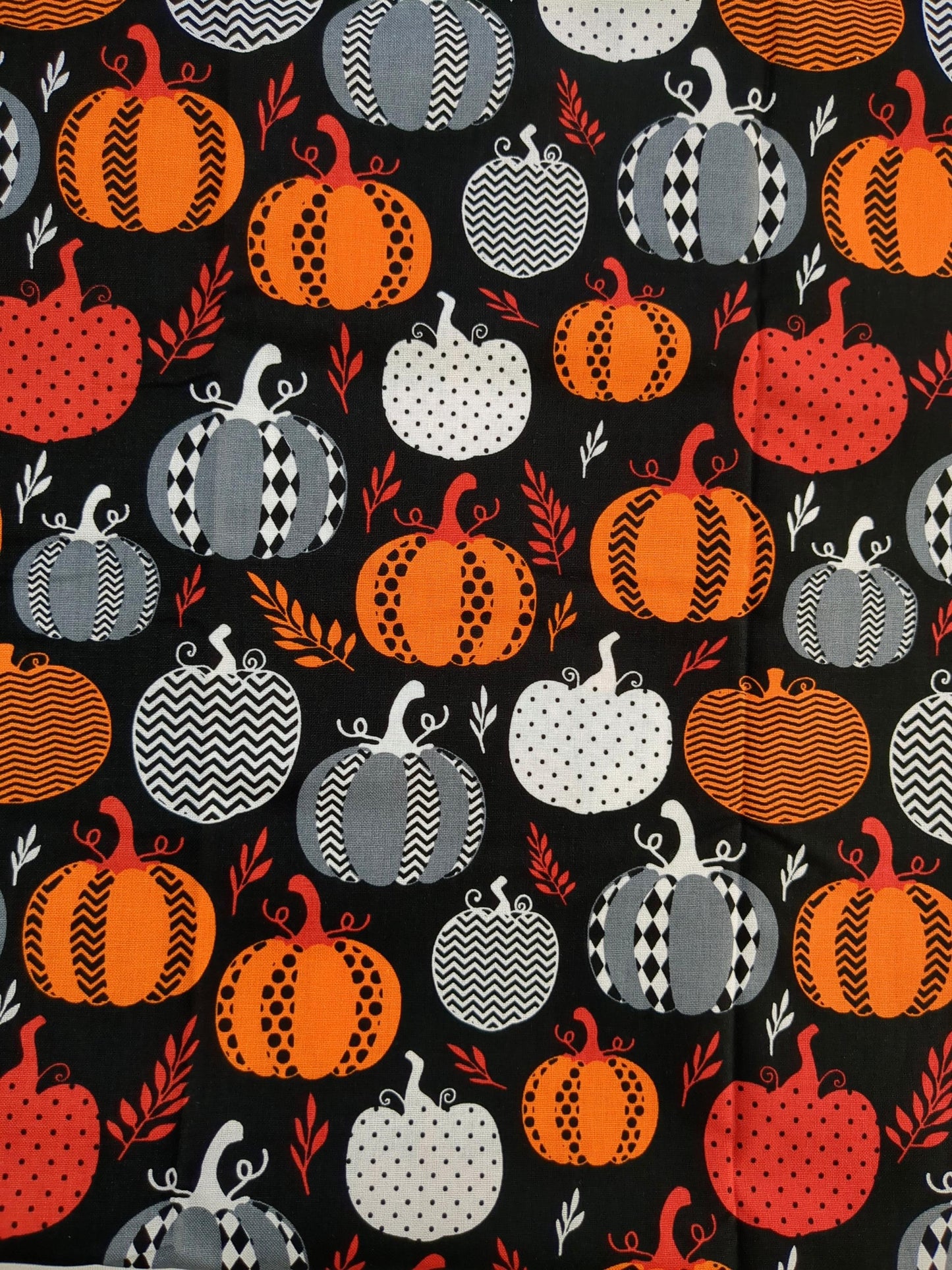 Pumpkin Print Cotton Fabric By the Yard Multi Pumpkin Shapes on 44" Black Cotton Quilting Cotton for Sewing, Crafts and Home decor