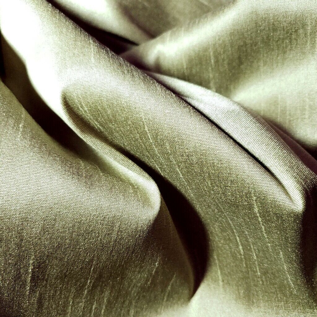 GREEN OLIVE SAGE TWO TONE FAUX SILK DUPIONI 58"