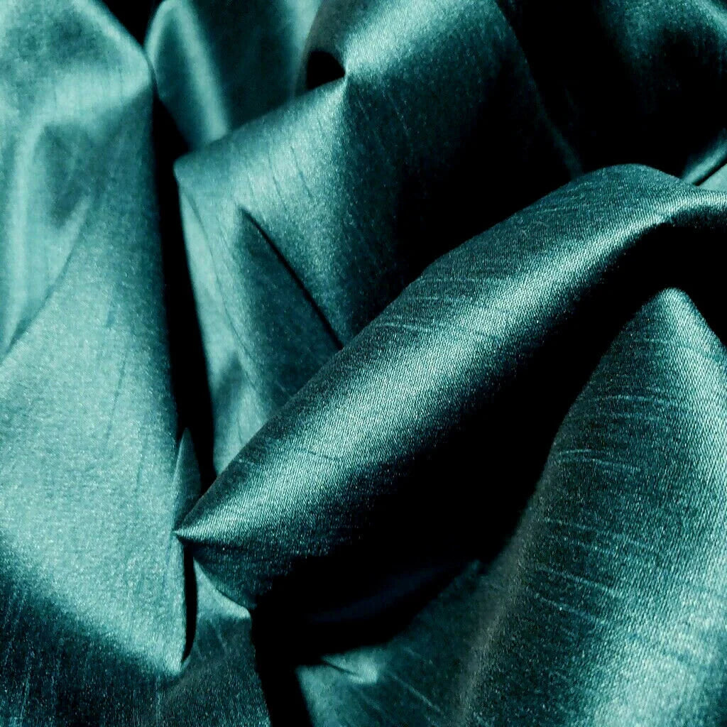 GREEN TEAL JEWEL FAUX SILK DUPIONI
