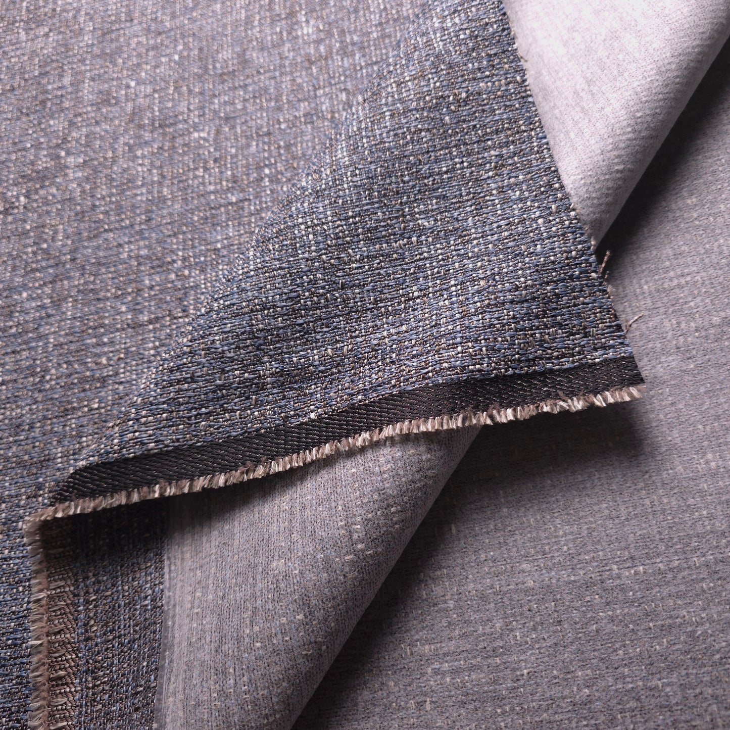 CHARCOAL BLUE BOUCLE UPHOLSTERY
