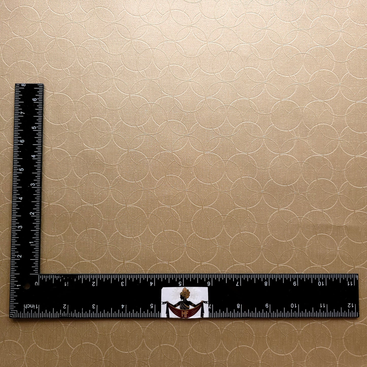 METALLIC GOLD OVERLAPPING CIRCLES VINYL FABRIC