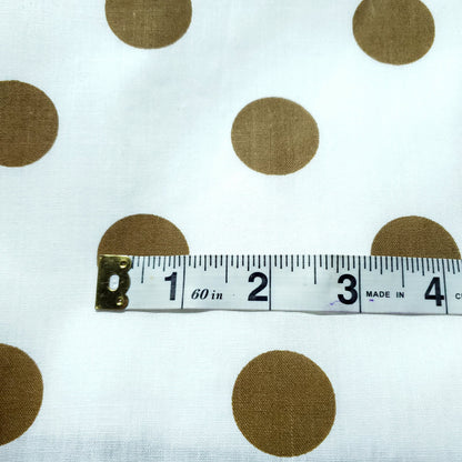 ONE INCH POLKA DOT BRONZE GOLD ON WHITE