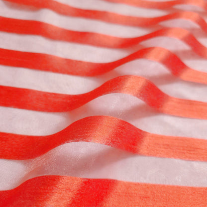 HALLOWEEN ORANGE RIBBON STRIPE SHEER ORGANZA FABRIC