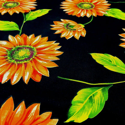 LARGE SUNFLOWER PRINT ON BLACK