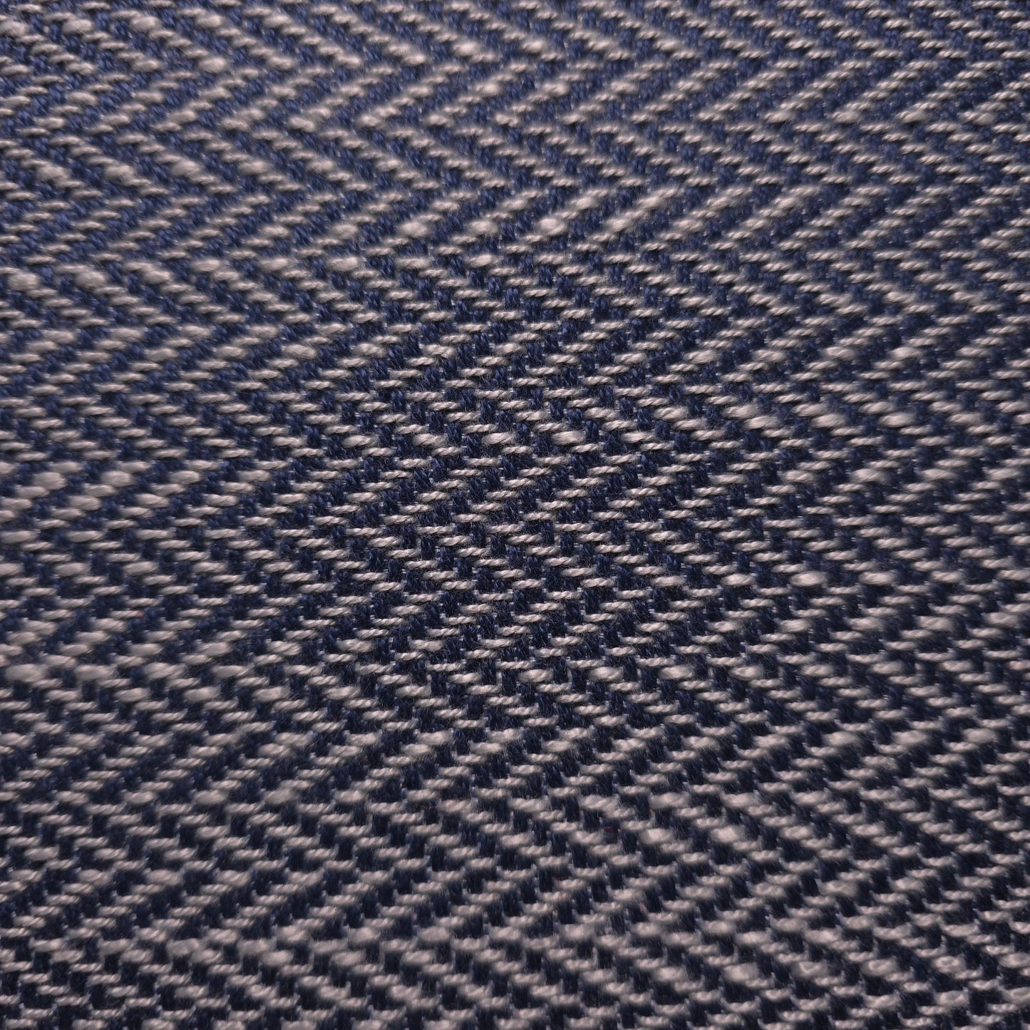 Muse Fabric Sturdy Tapestry Navy Blue and Silver Gray Zig Zag Commercial Grade Upholstery Fabric 56" Wide By The Yard
