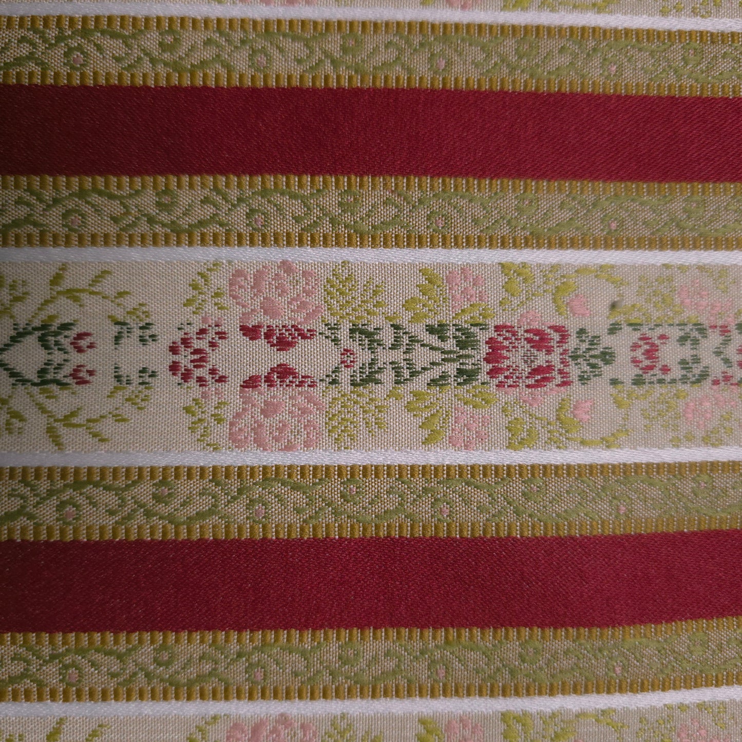 VINTAGE FLORAL STRIPE BROCADE DRAPERY FABRIC