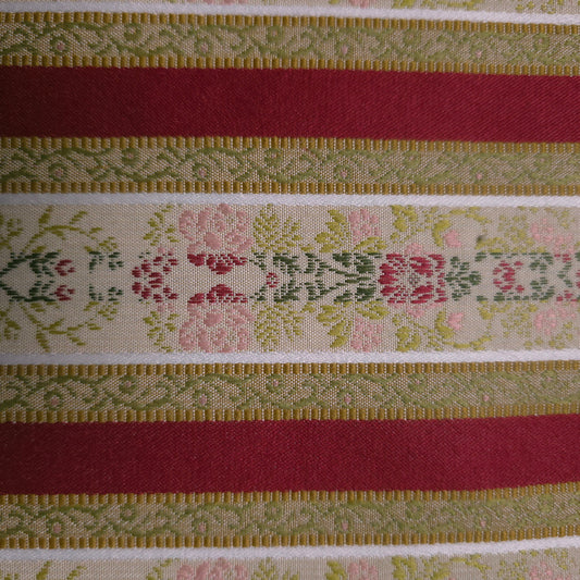 VINTAGE FLORAL STRIPE BROCADE DRAPERY FABRIC
