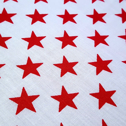 STAR SPANGLED POLYCOTTON RED ON WHITE