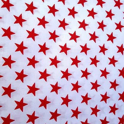 STAR SPANGLED POLYCOTTON RED ON WHITE