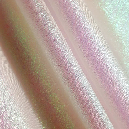 IRIDESCENT PINK GREEN WHITE CRYSTAL SHIMMER LAME FABRIC