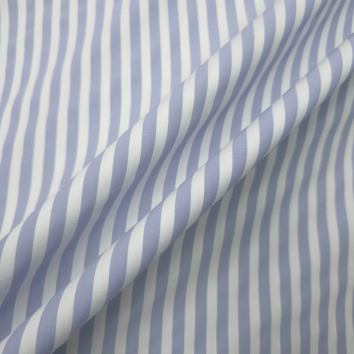 BLUE WHITE STRIPED CRISP COTTON SHIRTING FABRIC