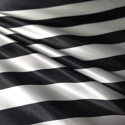ONE INCH STRIPE SATIN BLACK WHITE