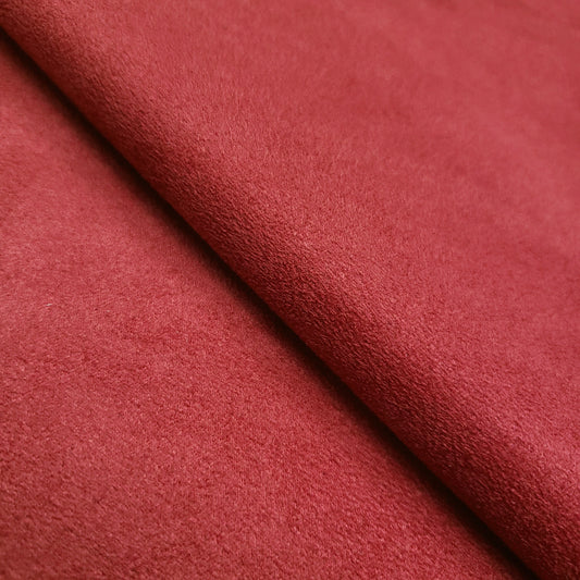 BRUSHED SUEDE UPHOLSTERY FABRIC DARK RED
