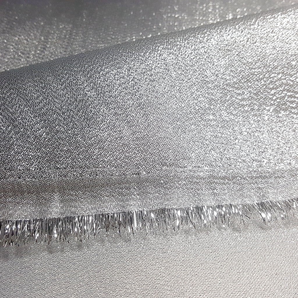 SILVER WHITE CRYSTAL SHIMMER LAME FABRIC