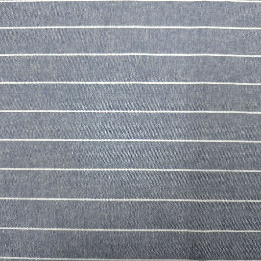 DEEP NAVY BLUE WHITE PIN STRIPE COTTON CHAMBRAY FABRIC