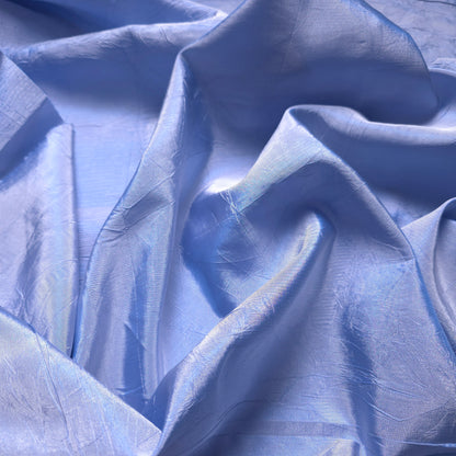TWO TONE BLUE WHITE CRINKLE TAFFETA FABRIC
