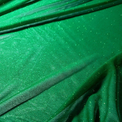 CHRISTMAS GREEN SHINY GLITTER CREPE KNIT FABRIC FABRIC 58" BY THE YARD