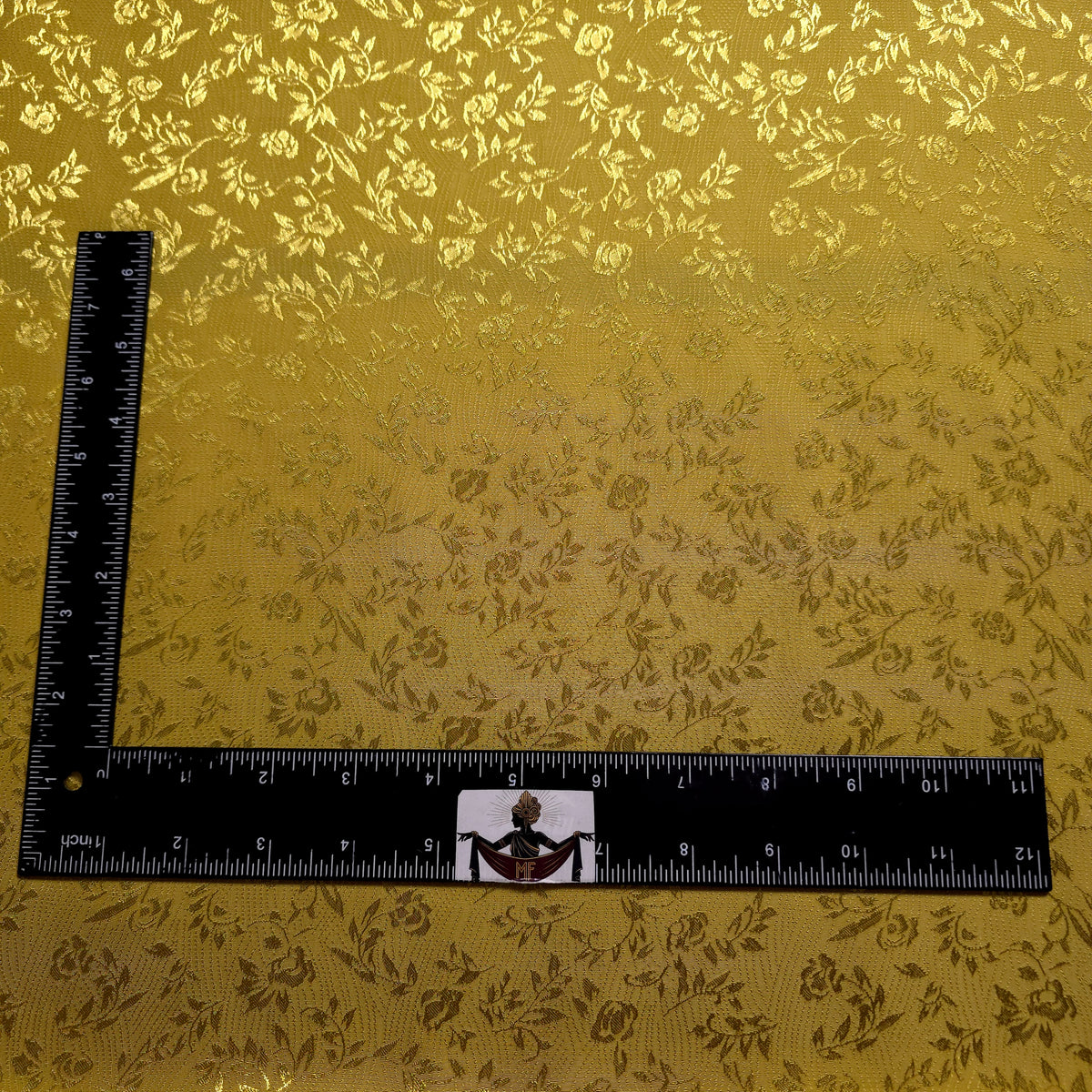 YELLOW GOLD FLORAL ROSE WAVE REVERSIBLE BROCADE FABRIC