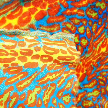 LEOPARD FUN FUR ORANGE BLUE LAVA