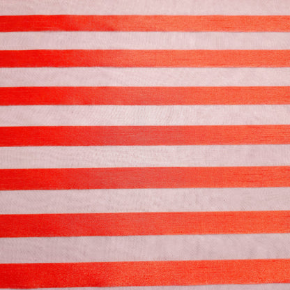 HALLOWEEN ORANGE RIBBON STRIPE SHEER ORGANZA FABRIC