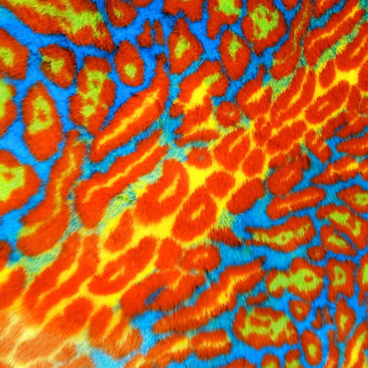 LEOPARD FUN FUR ORANGE BLUE LAVA