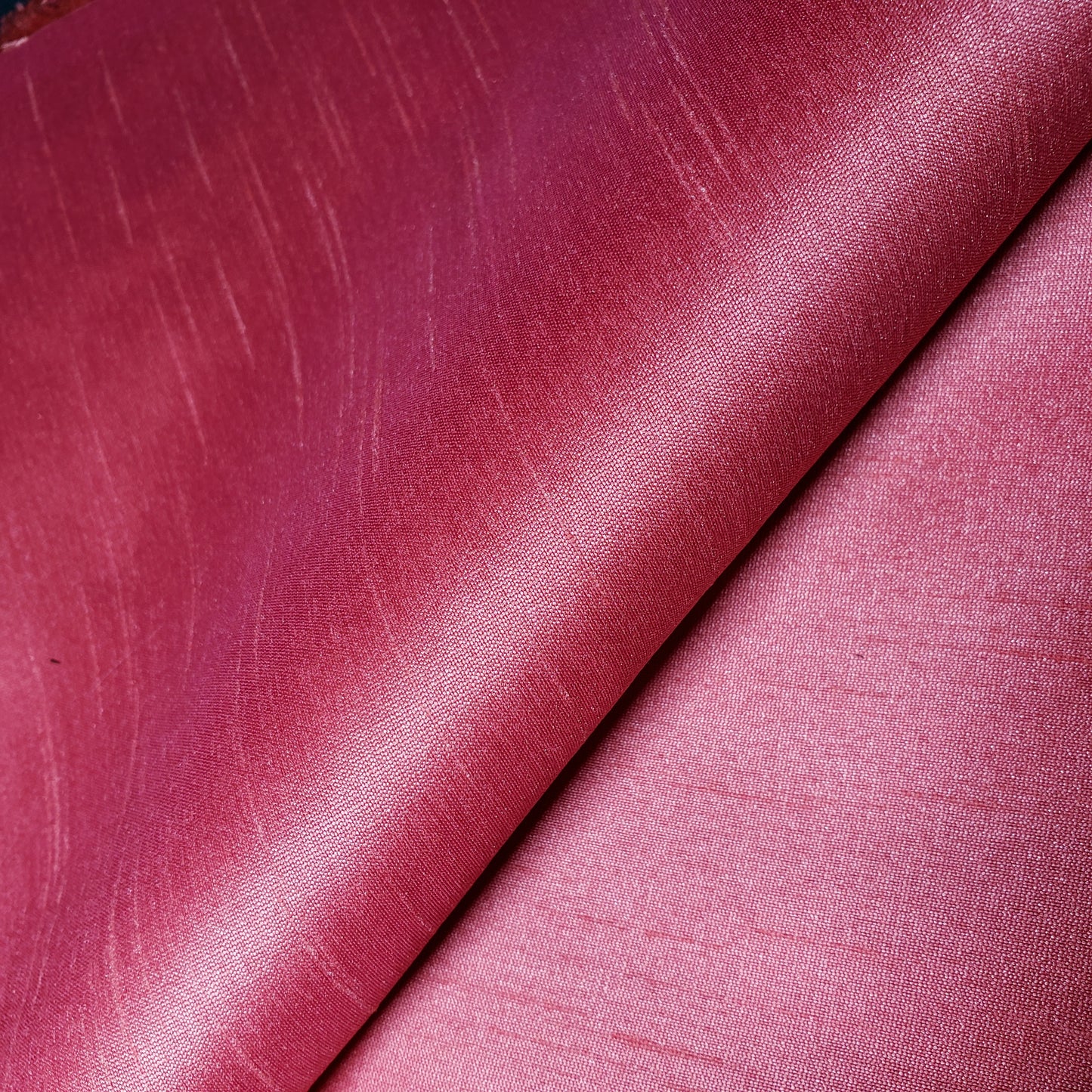 PINK SALMON CORAL FAUX SILK DUPIONI