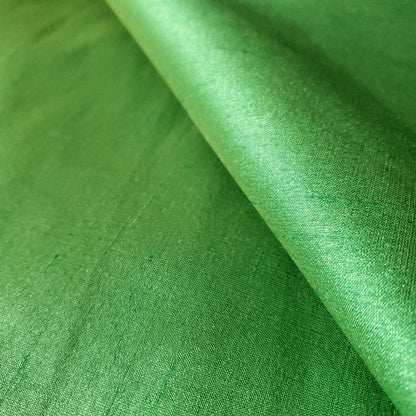 GREEN LIME YELLOW FAUX SILK DUPIONI