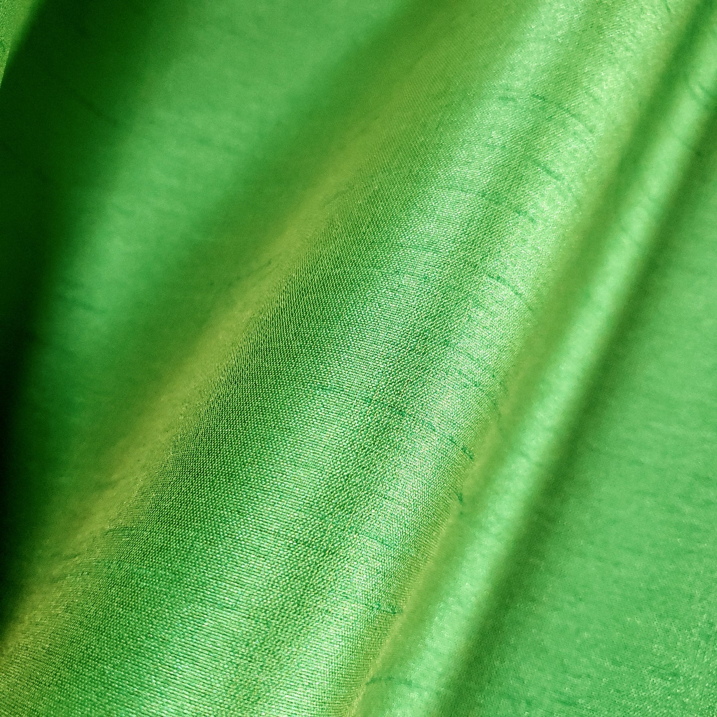 GREEN LIME YELLOW FAUX SILK DUPIONI