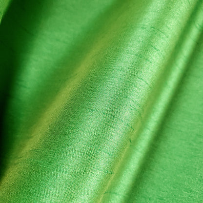 GREEN LIME YELLOW FAUX SILK DUPIONI