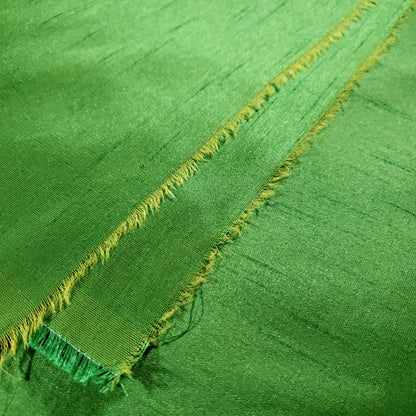 GREEN LIME YELLOW FAUX SILK DUPIONI