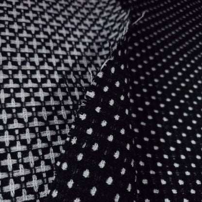 BLACK WHITE SWISS DOT TWEED FABRIC 58" BY THE SMAL POLKA DOT FASHION FABRIC