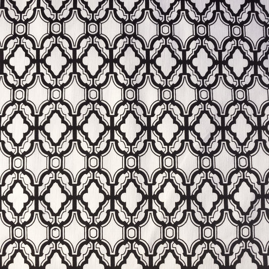 BLACK WHITE GEOMETRIC PRINT LATTICE STRETCH COTTON DUCK FABRIC 58" BY THE YARD