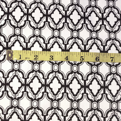 BLACK WHITE GEOMETRIC PRINT LATTICE STRETCH COTTON DUCK FABRIC 58" BY THE YARD