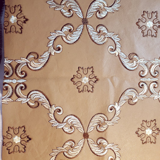 ACANTHUS EMBROIDERED DAMASK FAUX LEATHER
