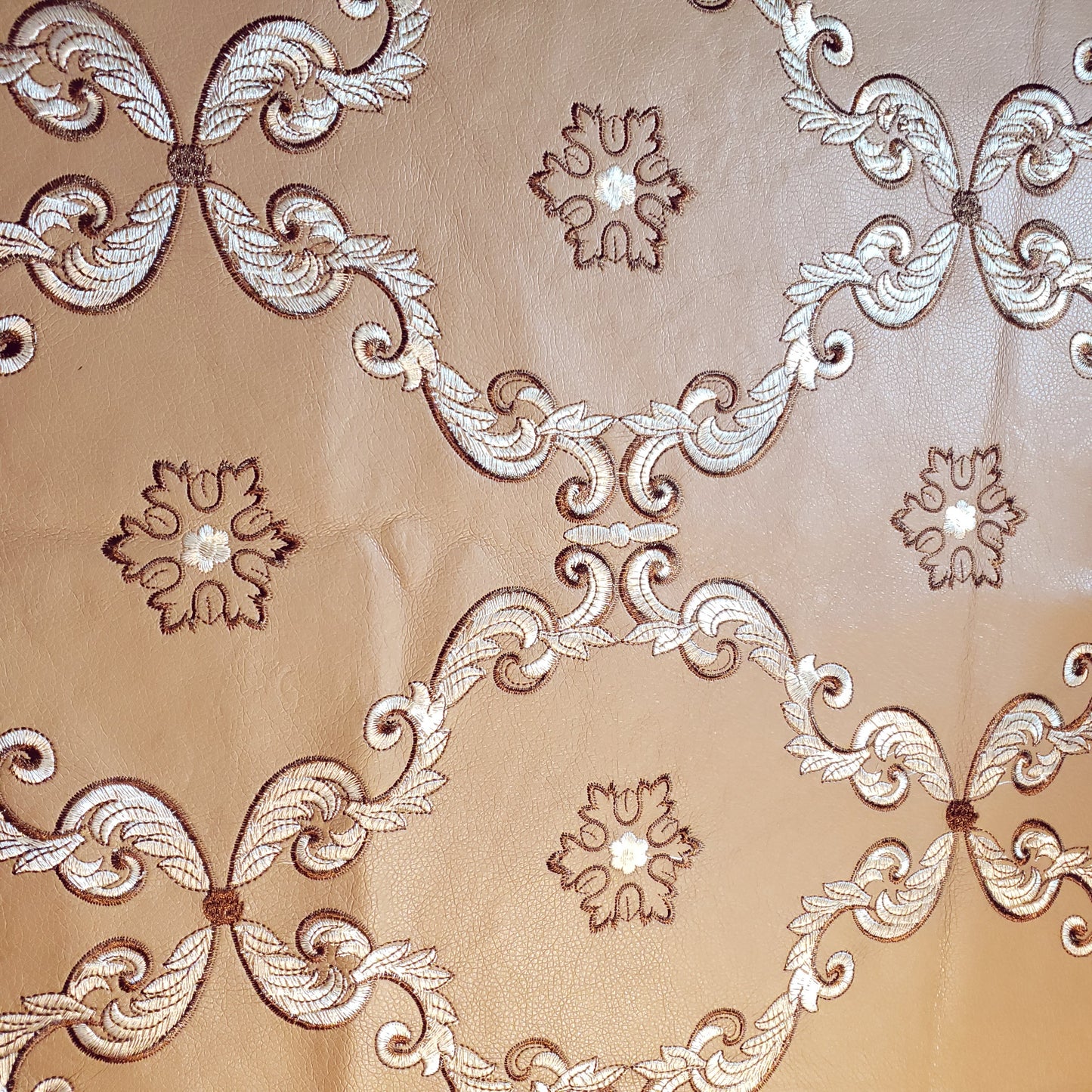 ACANTHUS EMBROIDERED DAMASK FAUX LEATHER