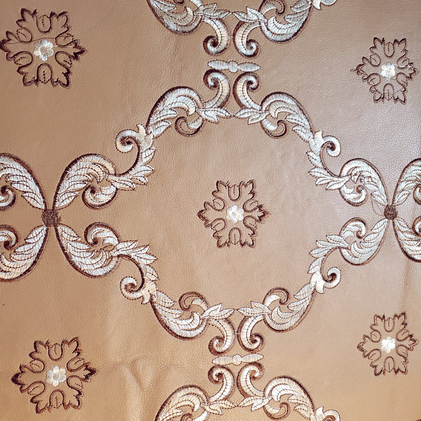 ACANTHUS EMBROIDERED DAMASK FAUX LEATHER
