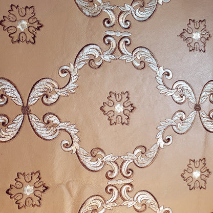 ACANTHUS EMBROIDERED DAMASK FAUX LEATHER
