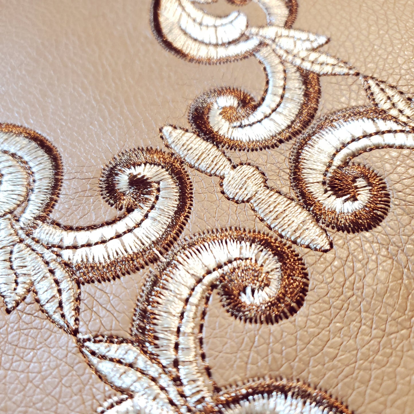 ACANTHUS EMBROIDERED DAMASK FAUX LEATHER