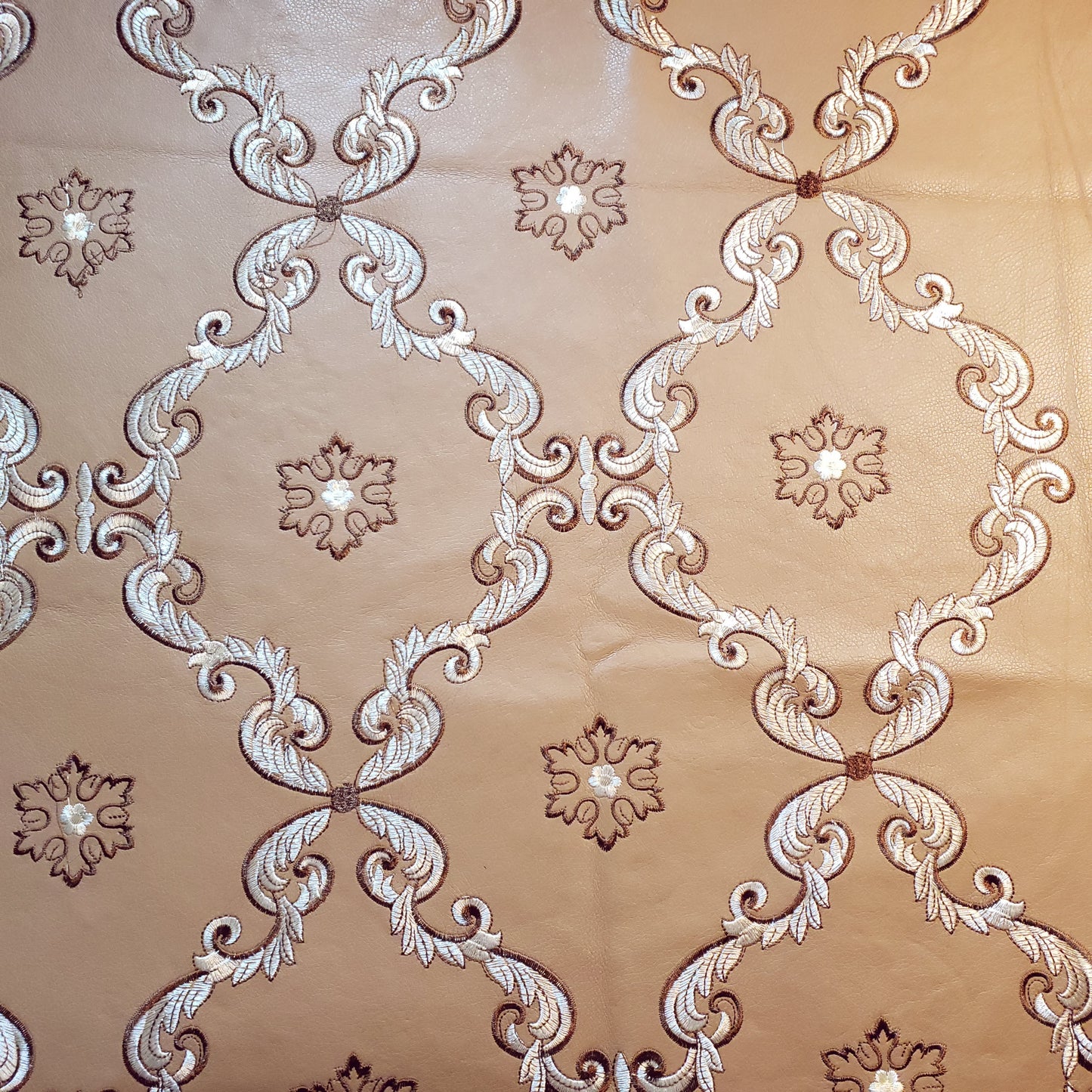 ACANTHUS EMBROIDERED DAMASK FAUX LEATHER
