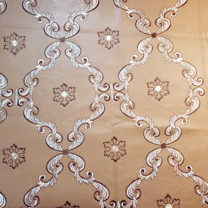 ACANTHUS EMBROIDERED DAMASK FAUX LEATHER