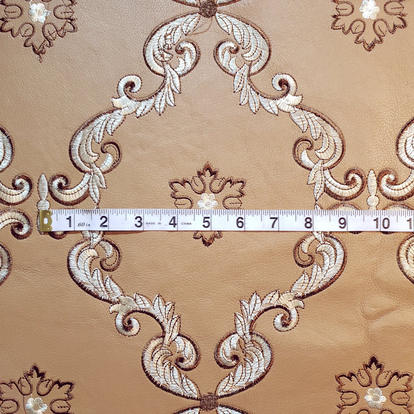 ACANTHUS EMBROIDERED DAMASK FAUX LEATHER