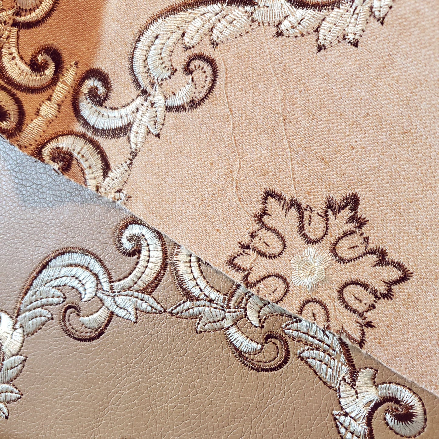 ACANTHUS EMBROIDERED DAMASK FAUX LEATHER