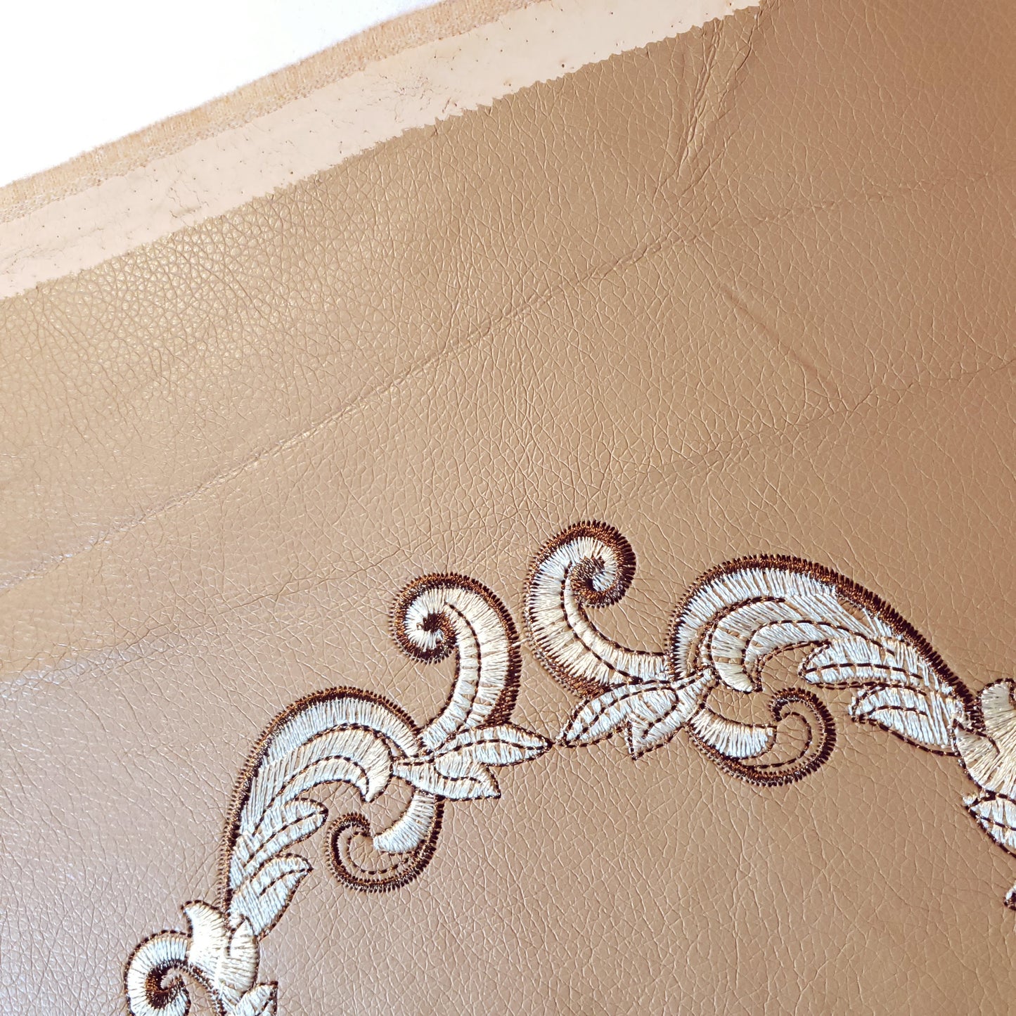 ACANTHUS EMBROIDERED DAMASK FAUX LEATHER