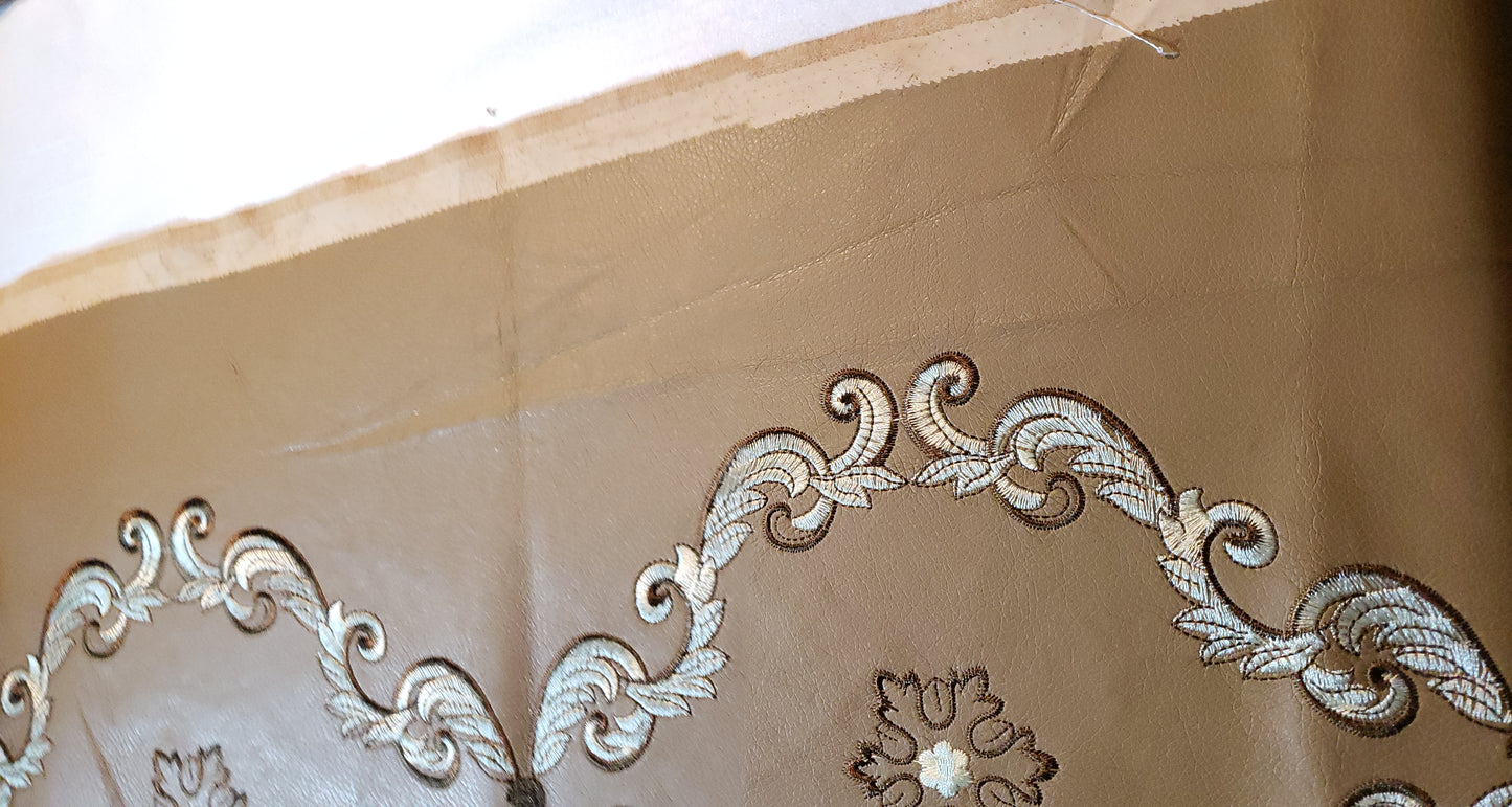ACANTHUS EMBROIDERED DAMASK FAUX LEATHER