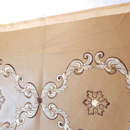 ACANTHUS EMBROIDERED DAMASK FAUX LEATHER