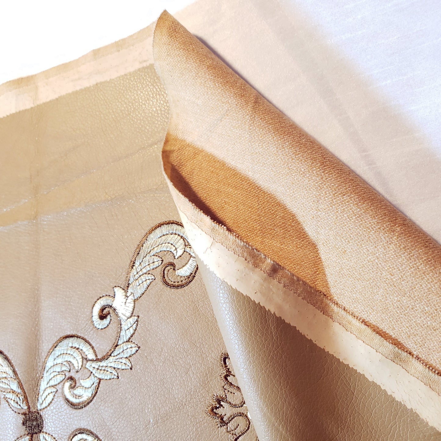 ACANTHUS EMBROIDERED DAMASK FAUX LEATHER