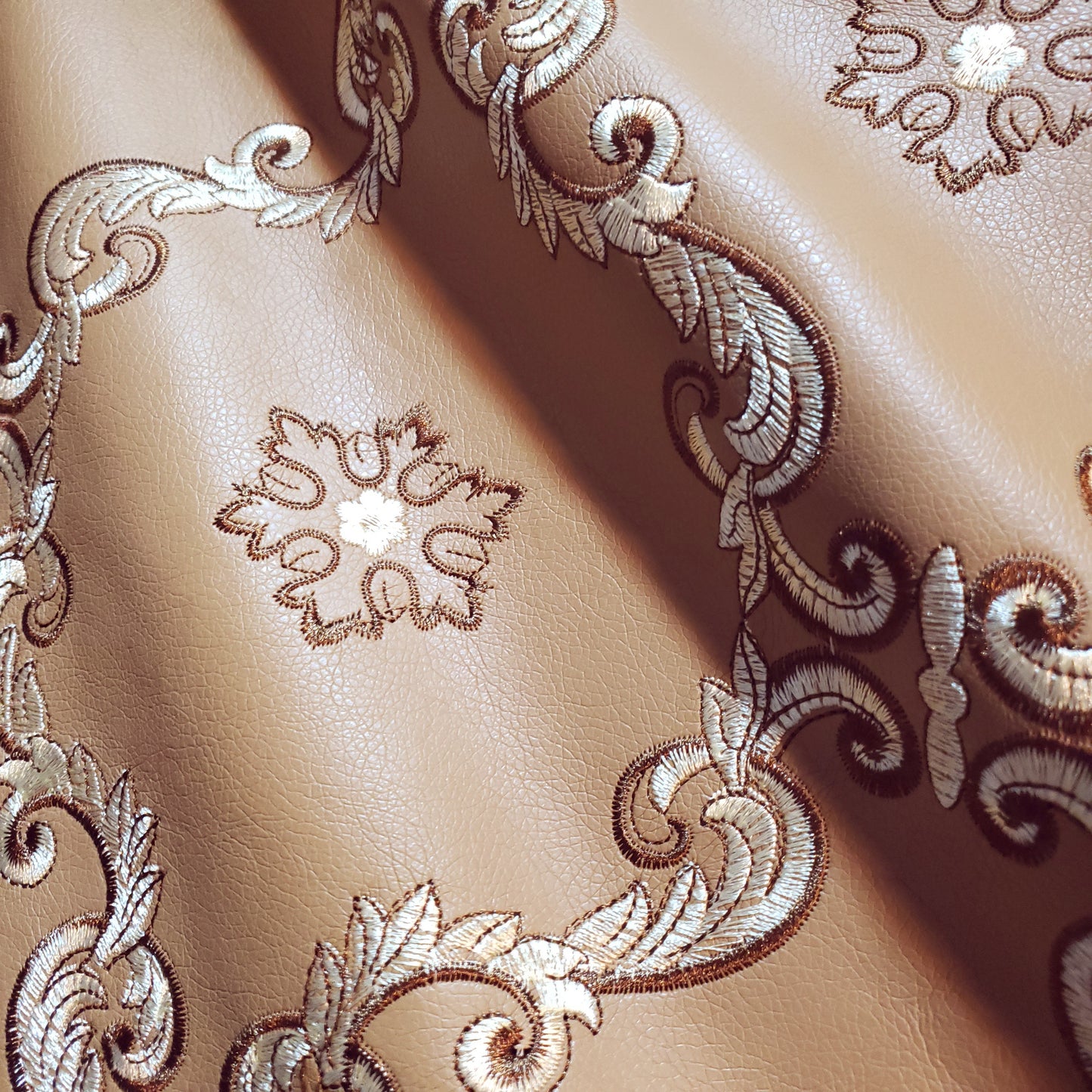 ACANTHUS EMBROIDERED DAMASK FAUX LEATHER