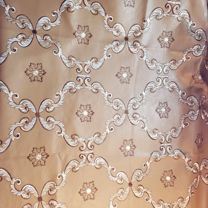 ACANTHUS EMBROIDERED DAMASK FAUX LEATHER