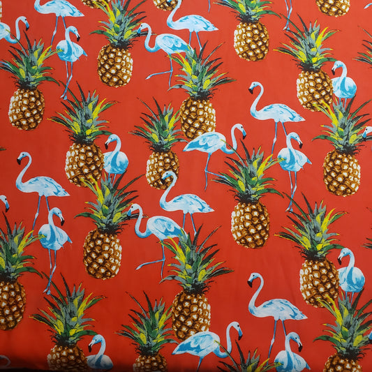 FLAMINGO PINEAPPLE CHIFFON PRINT